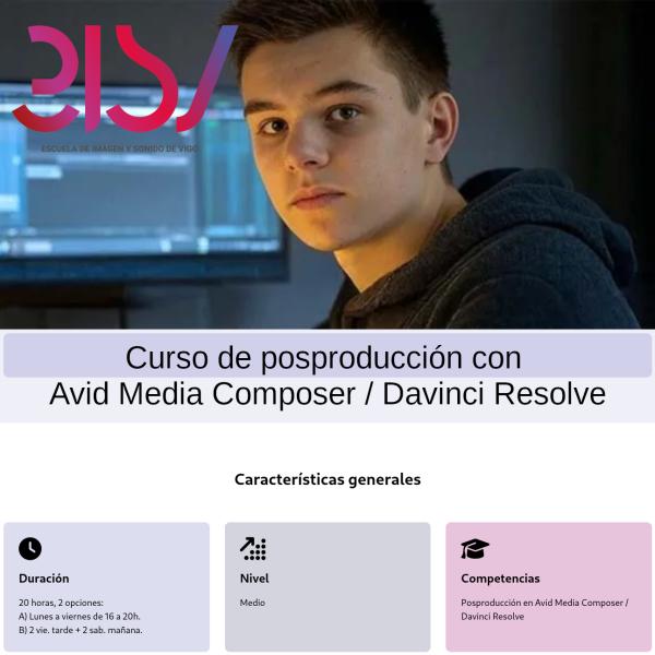 Imagen Curso de posproducción con Avid Media Composer y Davinci Resolve Imagen Curso de posproducción con Avid Media Composer y Davinci Resolve